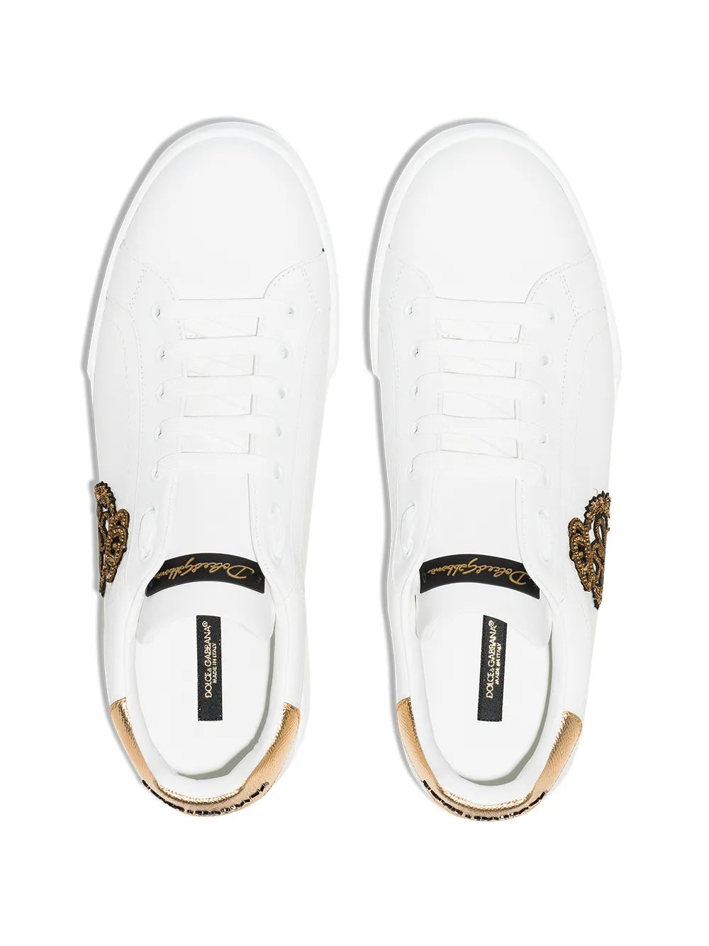 Dolce & Gabbana Portofino Crown-Patch Leather Sneakers