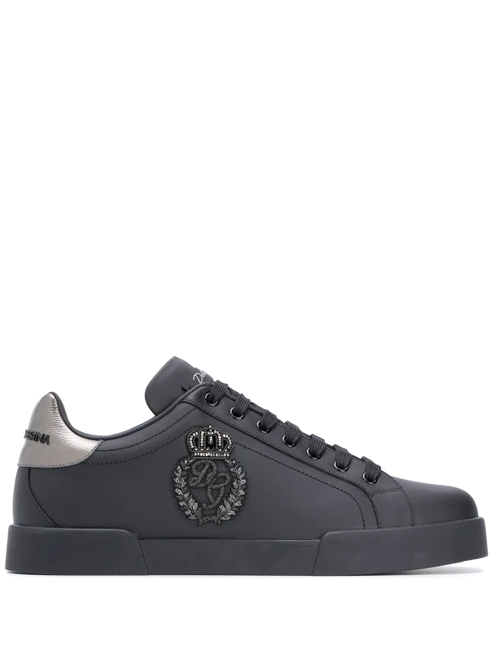 Dolce & Gabbana Portofino Crown-Patch Leather Sneakers