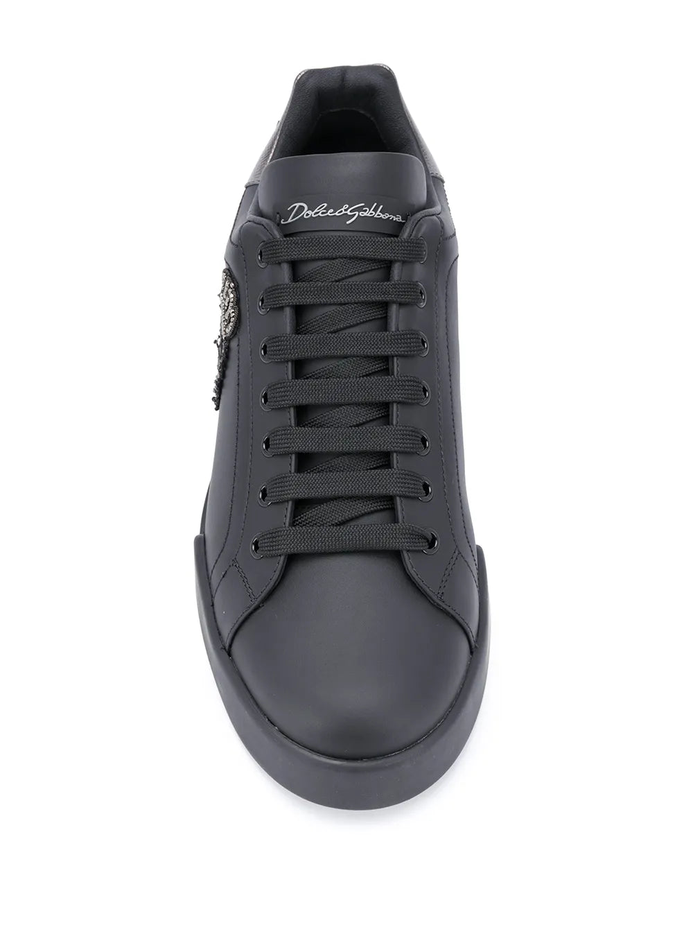 Dolce & Gabbana Portofino Crown-Patch Leather Sneakers