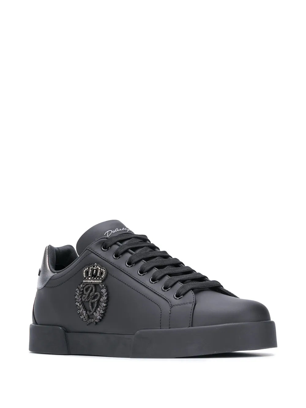 Dolce & Gabbana Portofino Crown-Patch Leather Sneakers