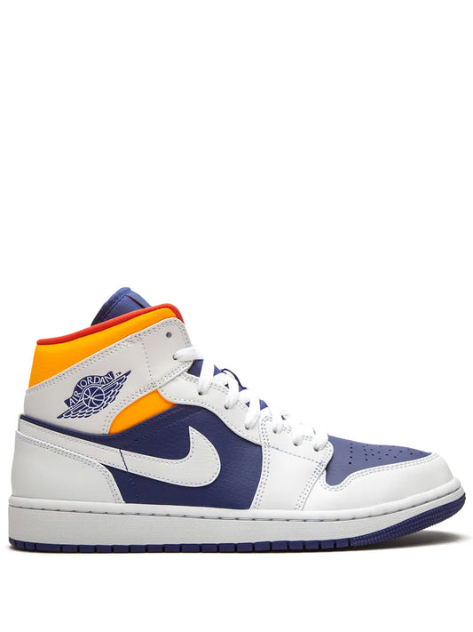 Air Jordan 1 Mid Royal Blue/Laser Orange Sneakers