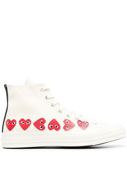 Comme Des Gar ns Play X Converse Chuck 70 Hi Multi Hearts White Sneakers