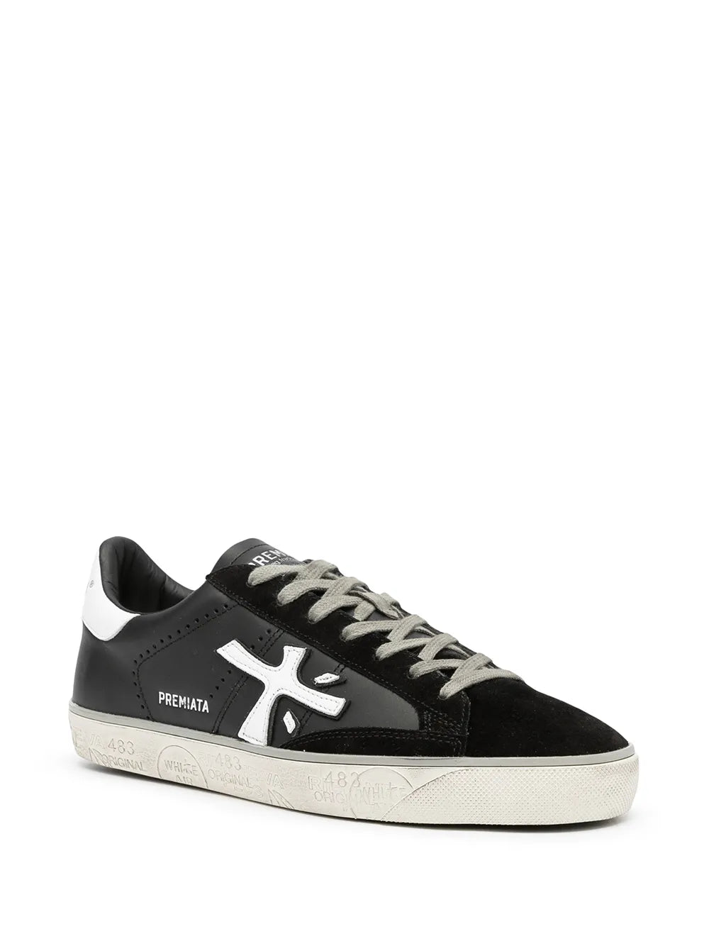 Premiata Logo-Patch Leather Sneakers