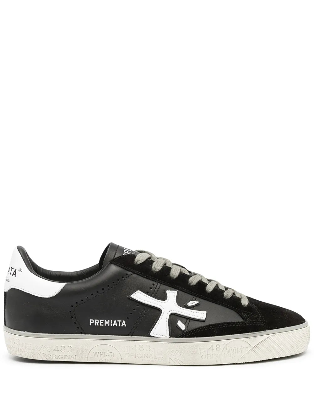 Premiata Logo-Patch Leather Sneakers