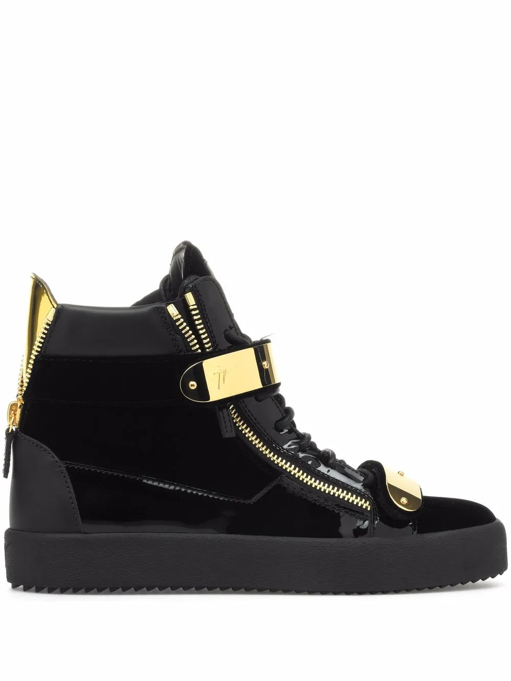 Giuseppe Zanotti Coby Velvet Double-Straps Mid-Top Sneakers