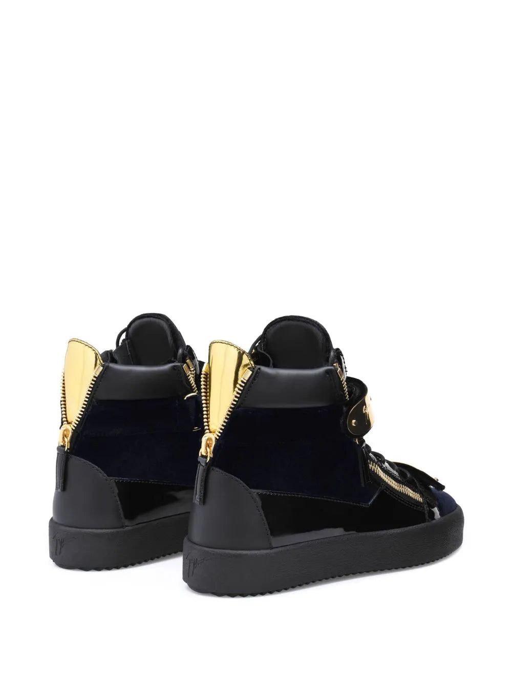 Giuseppe Zanotti Coby Velvet Double-Straps Mid-Top Sneakers