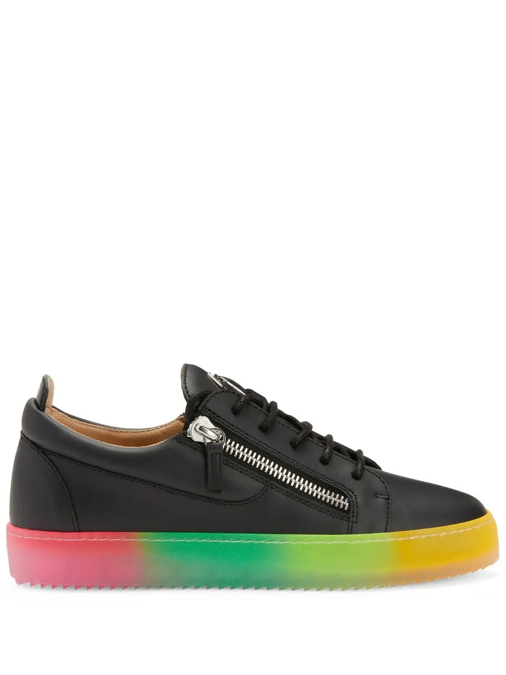 Giuseppe Zanotti Frankie Double-Zip Low-Top Rainbow-Sole Sneakers