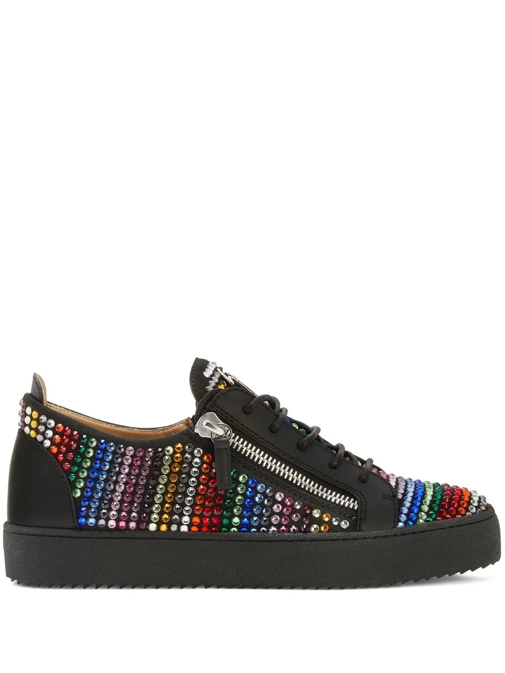 Giuseppe Zanotti Frankie Strass Double-Zip Low-Top Sneakers