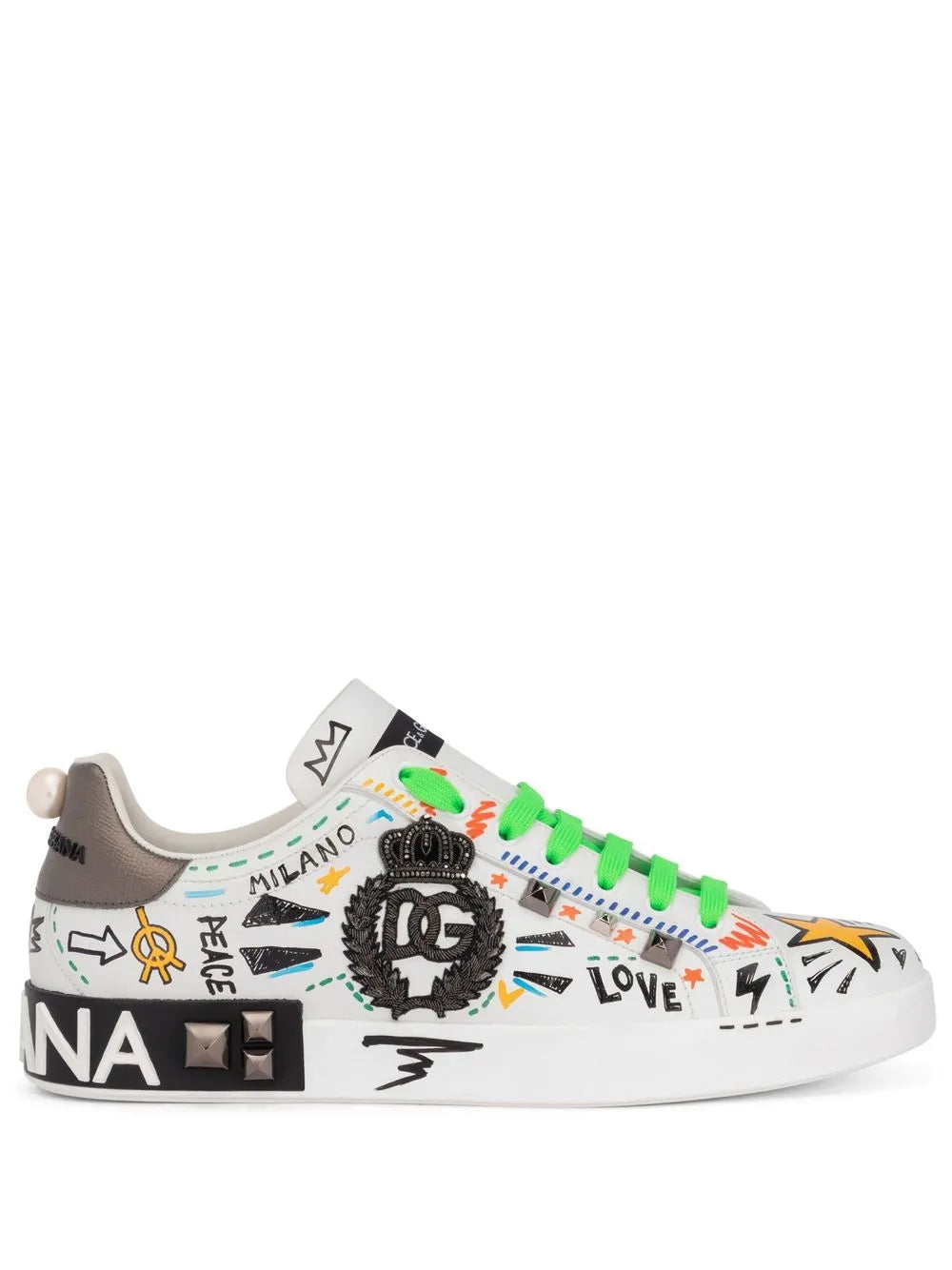 Dolce & Gabbana Portofino Studded Leather Sneakers