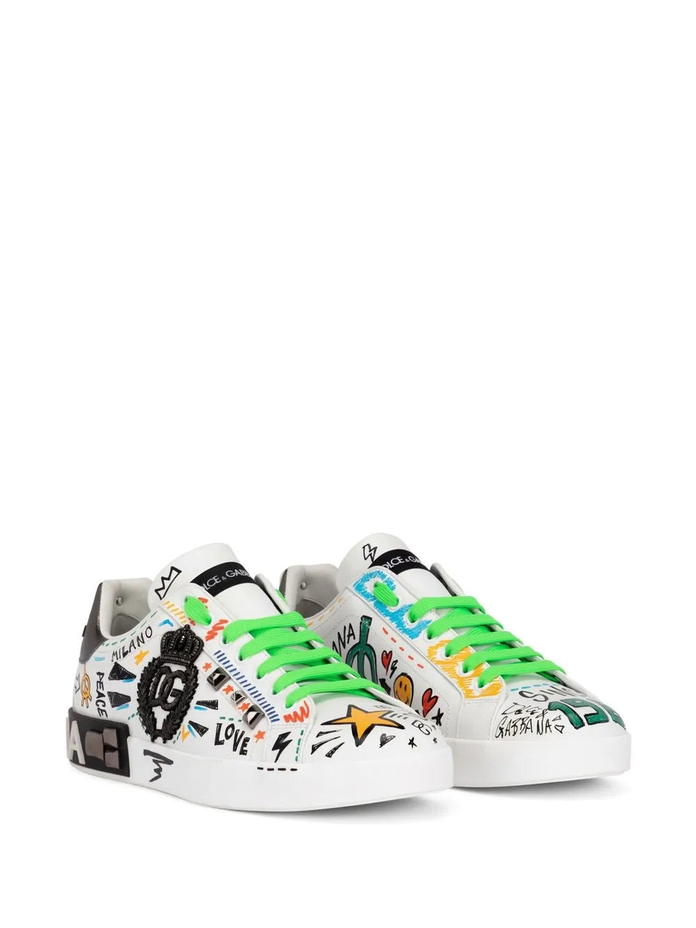 Dolce & Gabbana Portofino Studded Leather Sneakers