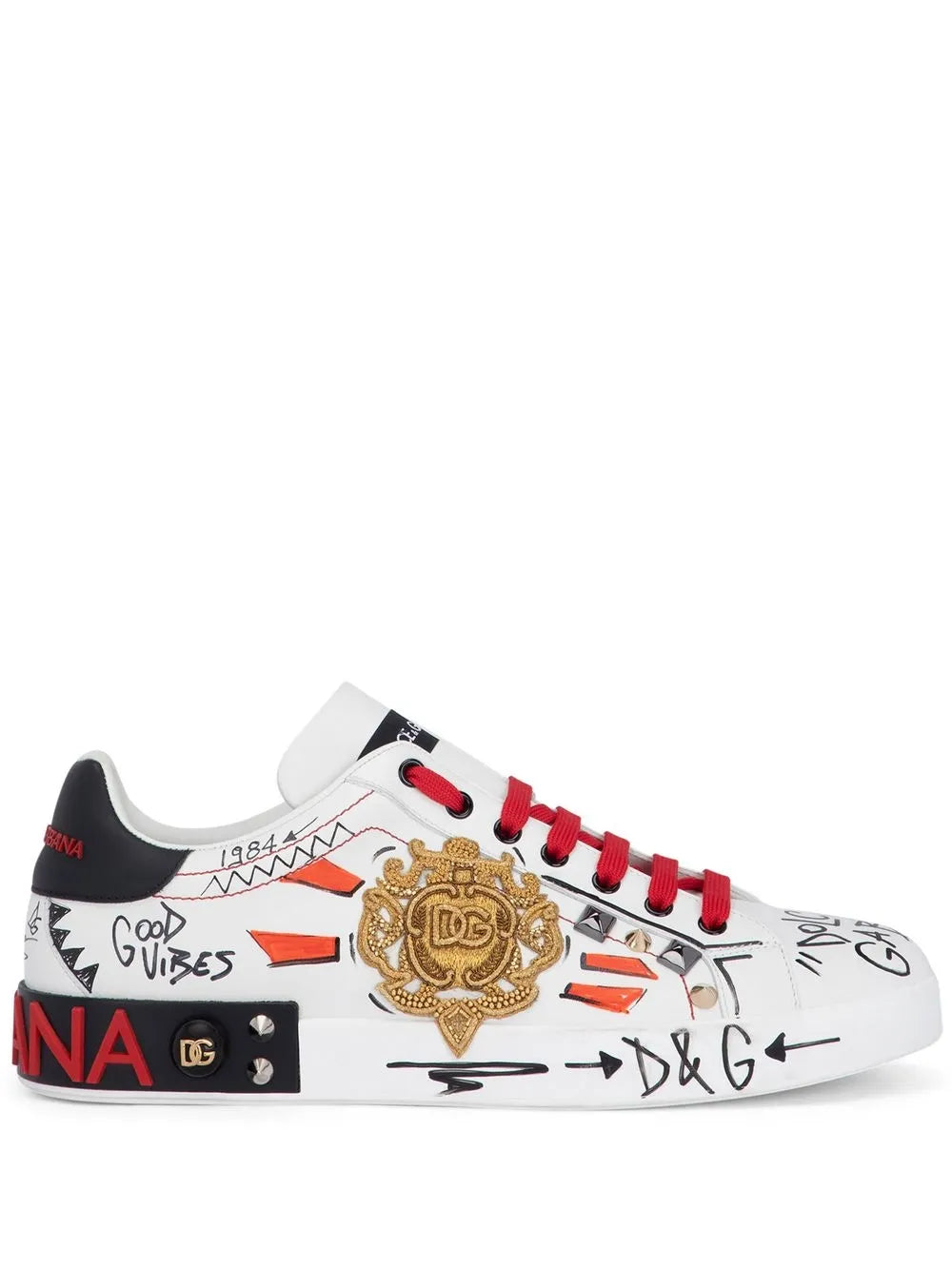 Dolce & Gabbana Portofino Studded Leather Sneakers