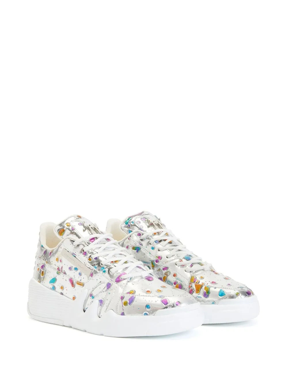 Giuseppe Zanotti Talon Abstract-Print Lace-Up Low-Top  Sneakers