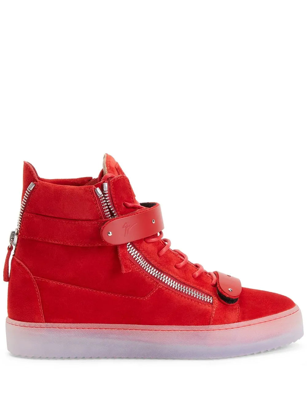 Giuseppe Zanotti Coby Velour Double-Straps Mid-Top Sneakers