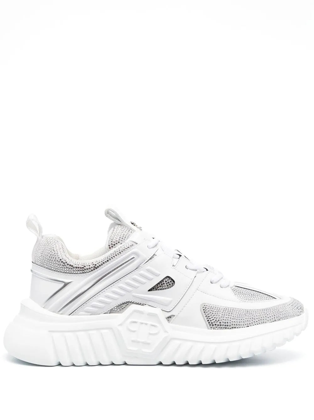 Philipp Plein Leather Rhinestone-Embellished Runner Sneakers