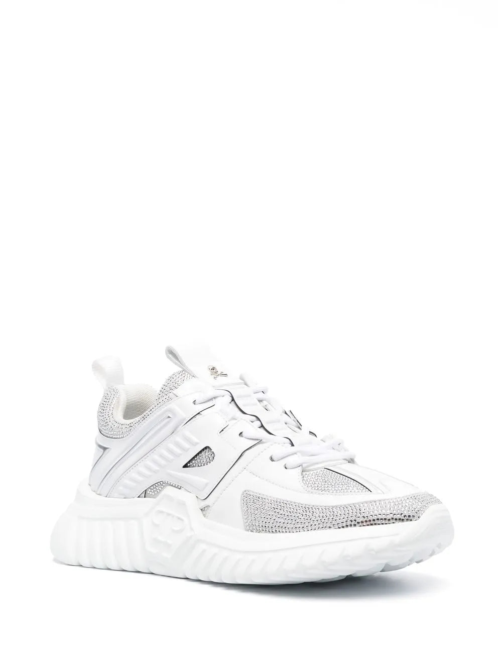 Philipp Plein Leather Rhinestone-Embellished Runner Sneakers
