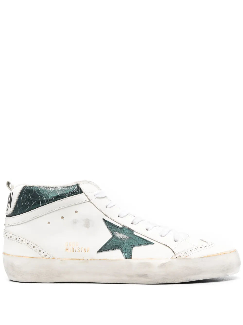 Golden Goose Cracked-Effect Mid Star Sneakers