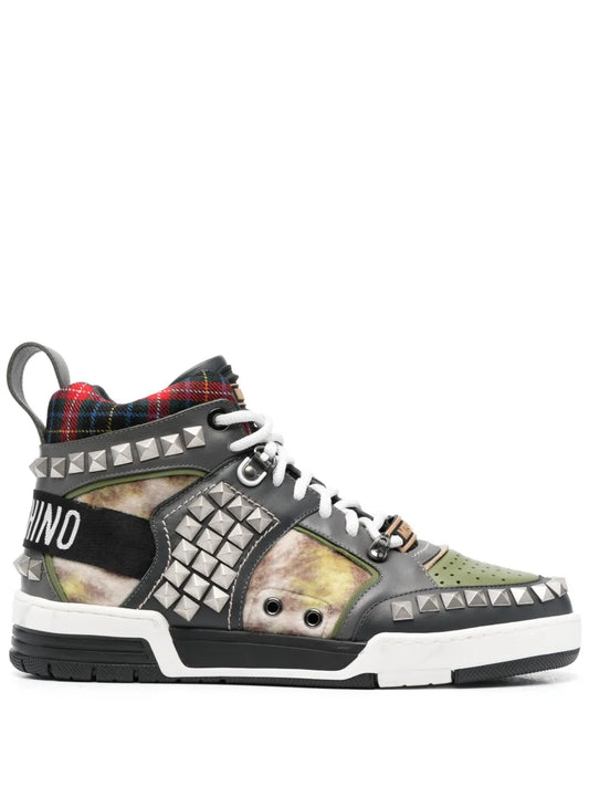 Moschino Stud-Embellished Patchwork Sneakers