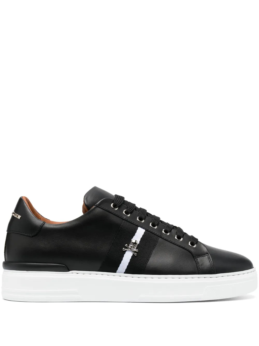 Philipp Plein Skull-Plaque Striped Low-Top Sneakers