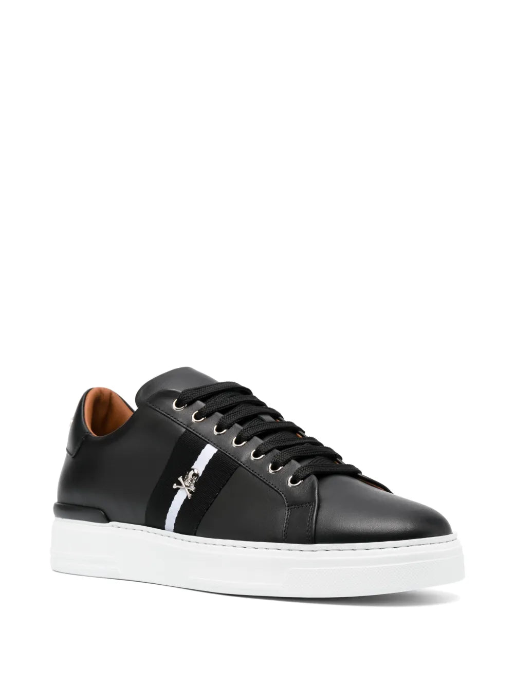Philipp Plein Skull-Plaque Striped Low-Top Sneakers