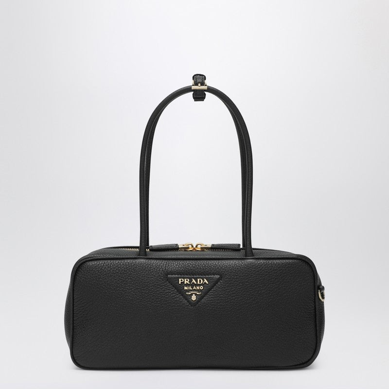 Prada Medium Black Leather Bowling Bag Women