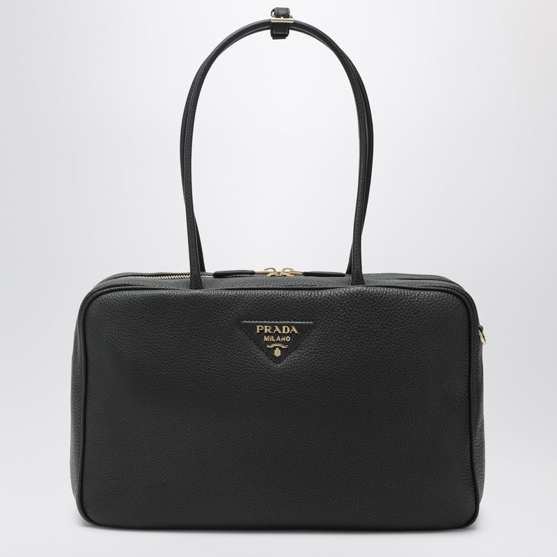 Prada Large Duffle Bag In Black Leather Women