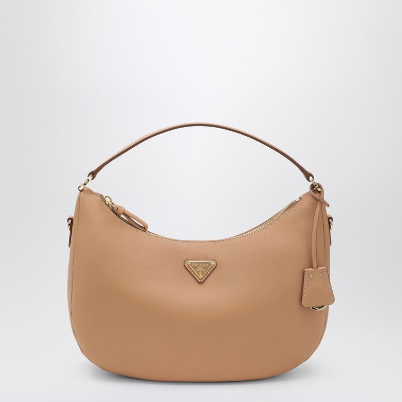 Prada Light Brown Leather Shoulder Bag Women