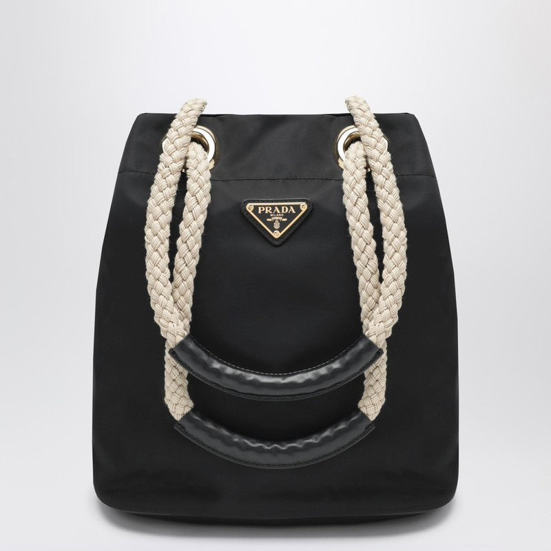Prada Mariner Small Bucket Bag In Black Re-Nylon Women