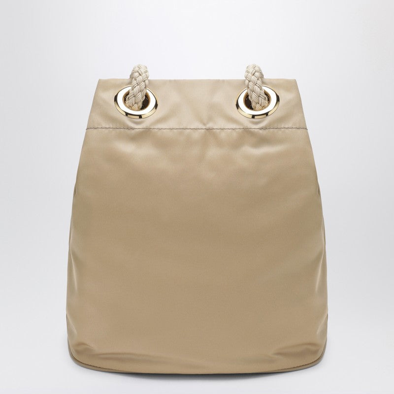 Prada Mariner Small Bucket Bag In Camel Re-Nylon Women