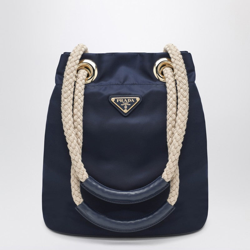 Prada Mariner Small Bucket Bag In Baltic Blue Re-Nylon Women