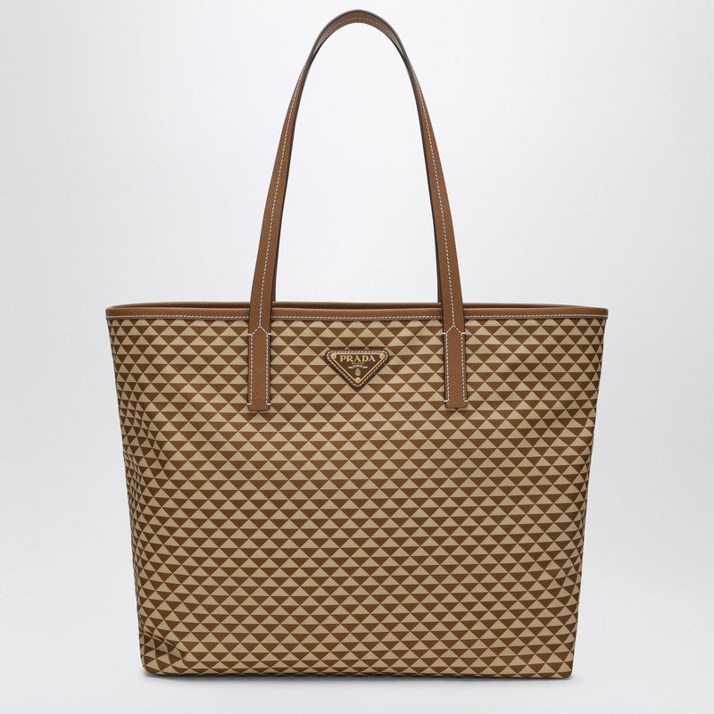 Prada Caramel-Coloured Bag In Printed Re-Nylon Women
