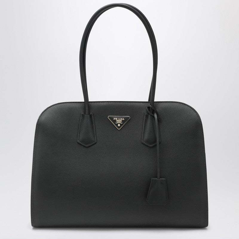 Prada Large Shopping Bag In Black Leather Women