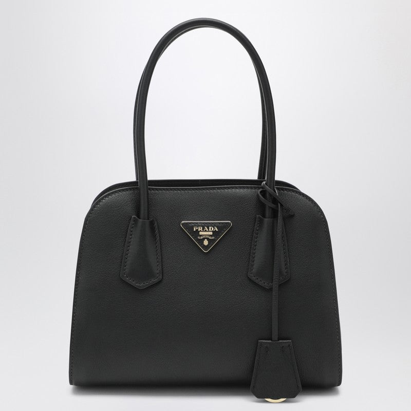 Prada Medium Shopping Bag In Black Leather Women