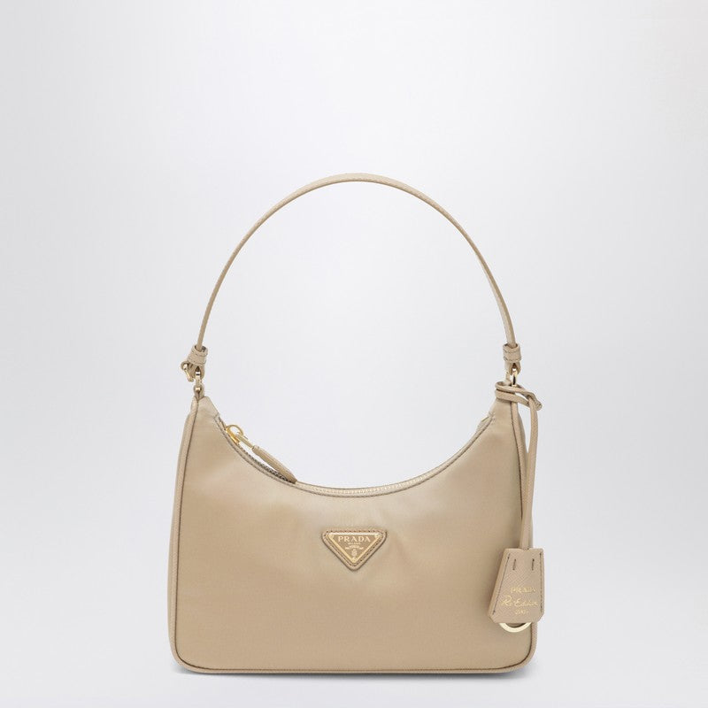 Prada Mini Re-Edition 2005 Bag In Camel Re-Nylon And Saffiano Women