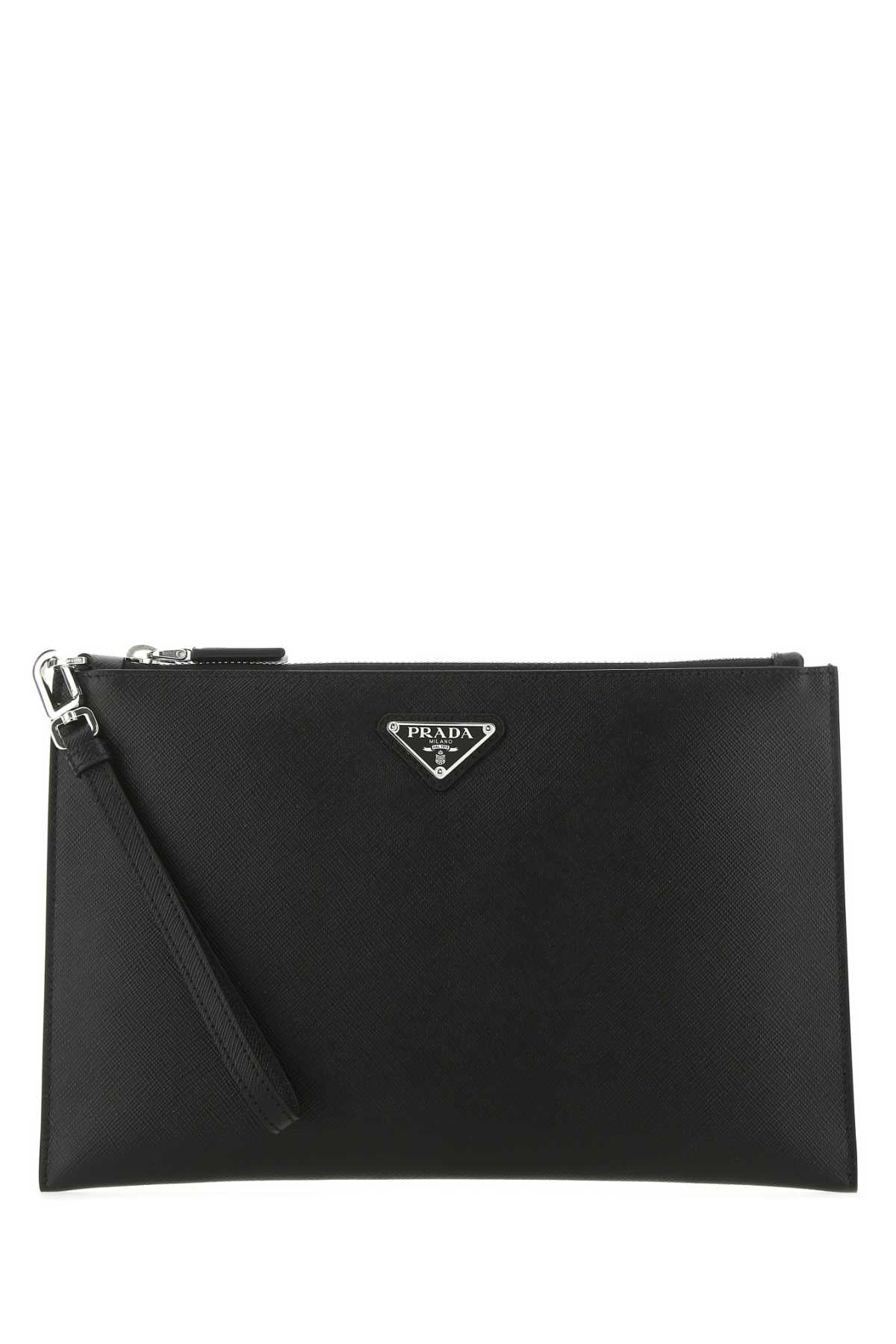 Prada Men Black Leather Clutch