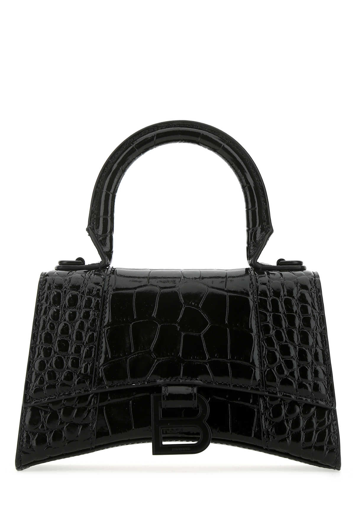 Balenciaga Women Black Leather Hourglass Xs Handbag