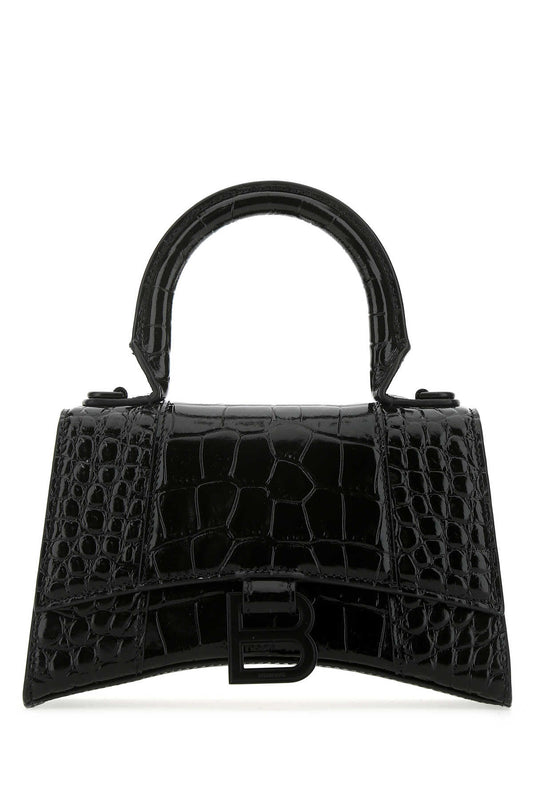 Balenciaga Women Black Leather Hourglass Xs Handbag
