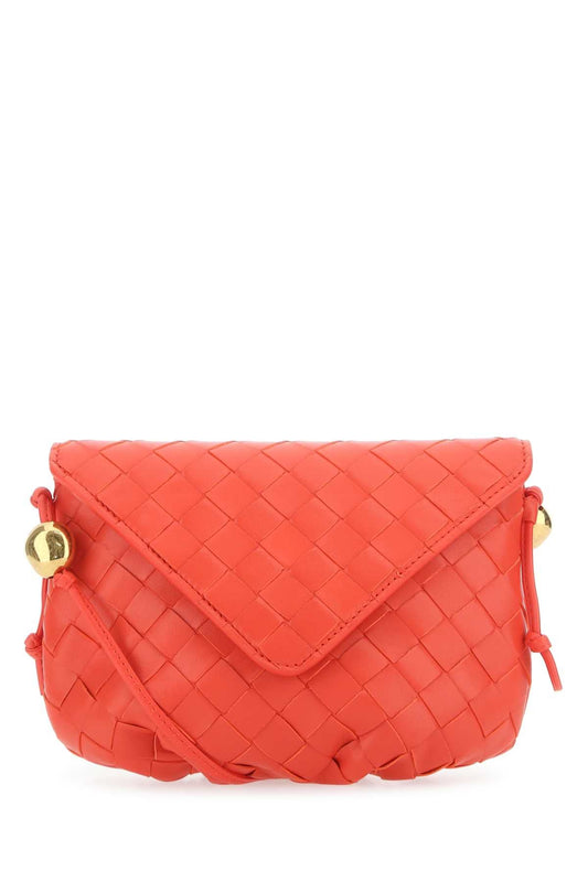 Bottega Veneta Women Coral Leather Crossbody Bag