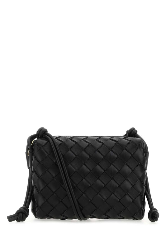 Bottega Veneta Women Black Leather Small Loop Crossbody Bag