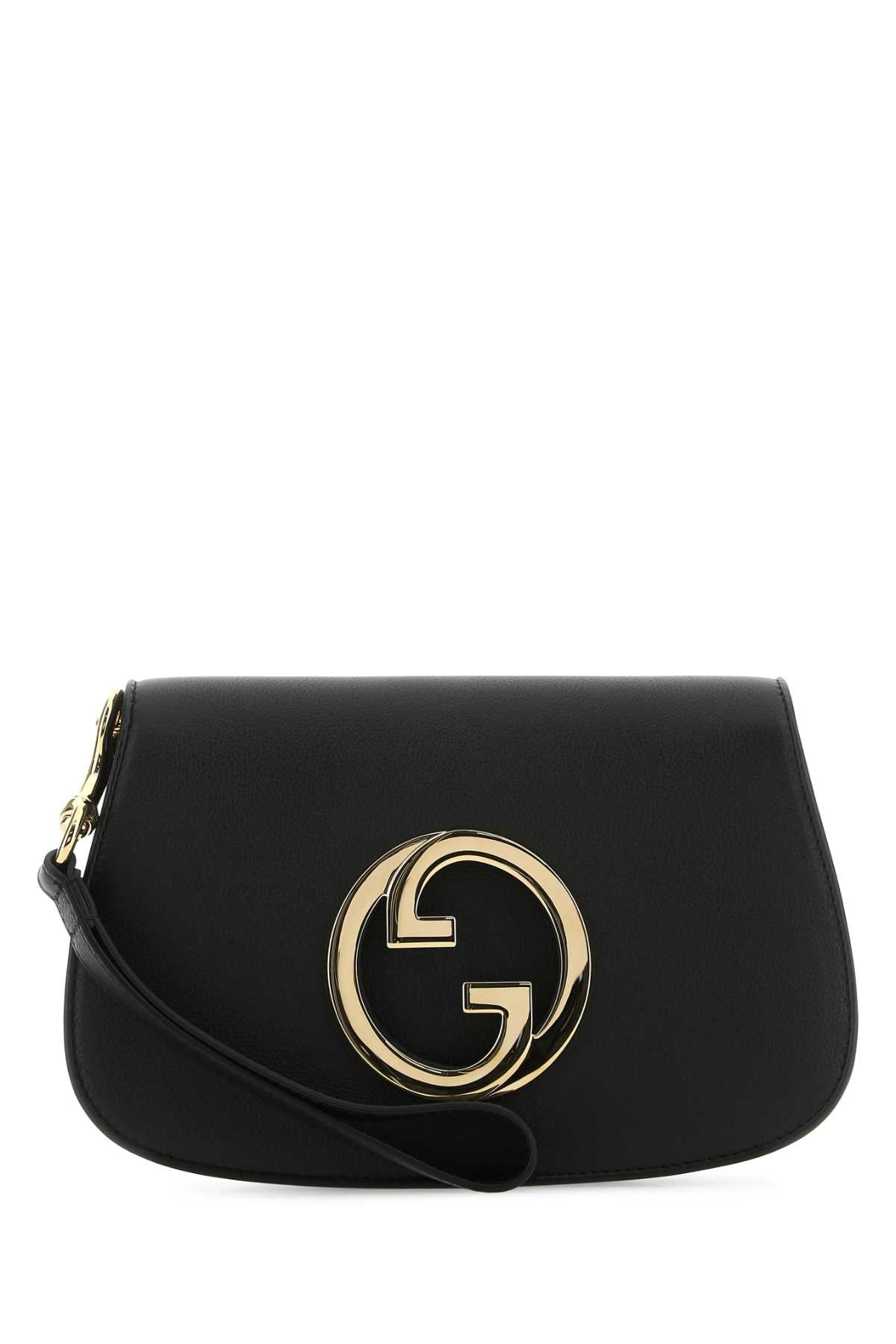 Gucci Men Black Leather Gucci Blondie Clutch