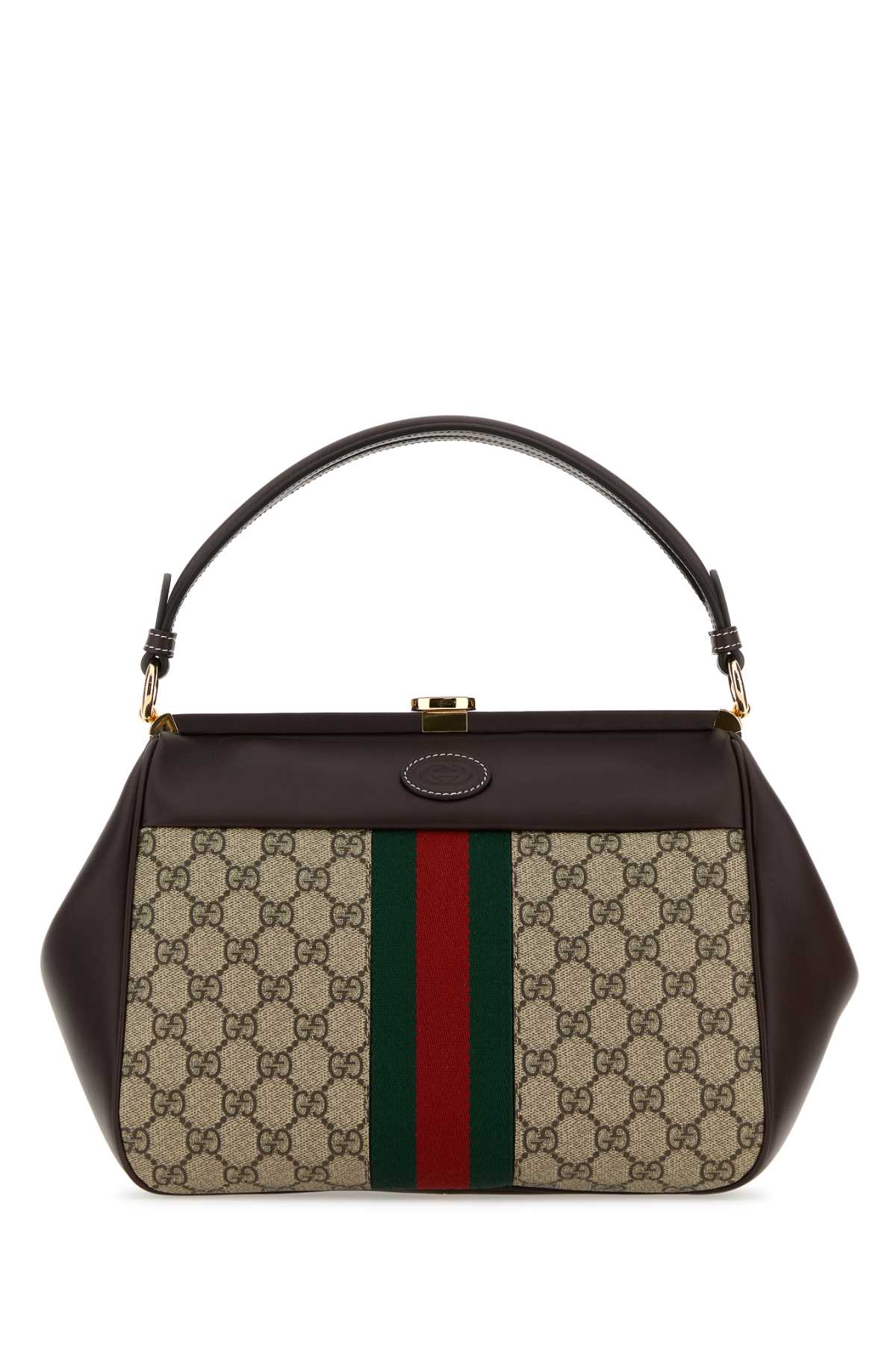 Gucci Women Gg Supreme Fabric And Leather Handbag