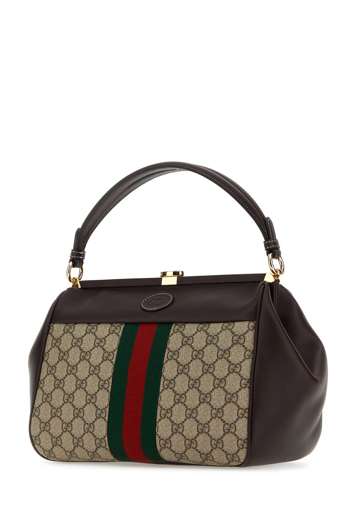 Gucci Women Gg Supreme Fabric And Leather Handbag