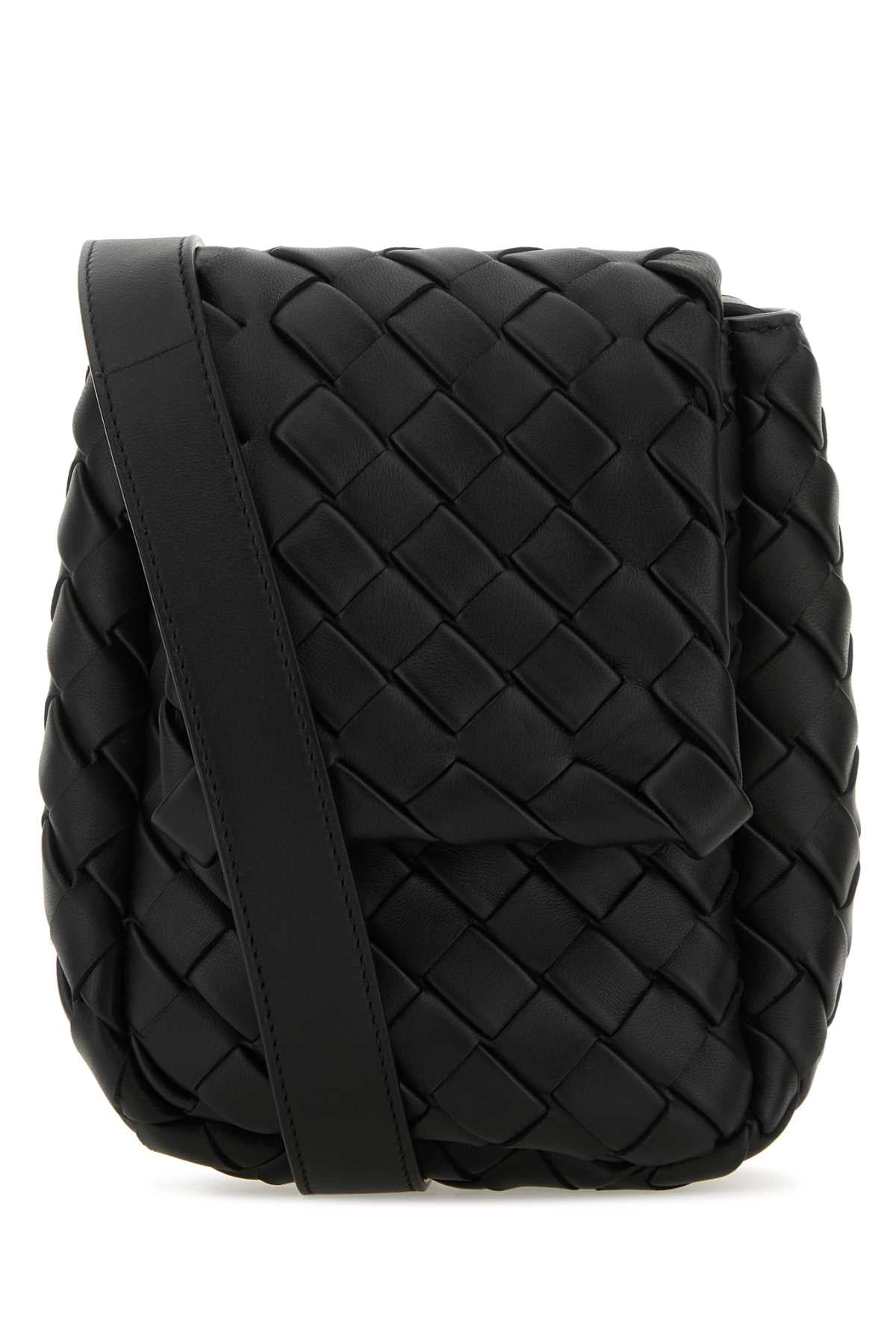Bottega Veneta Men Black Leather Crossbody Bag