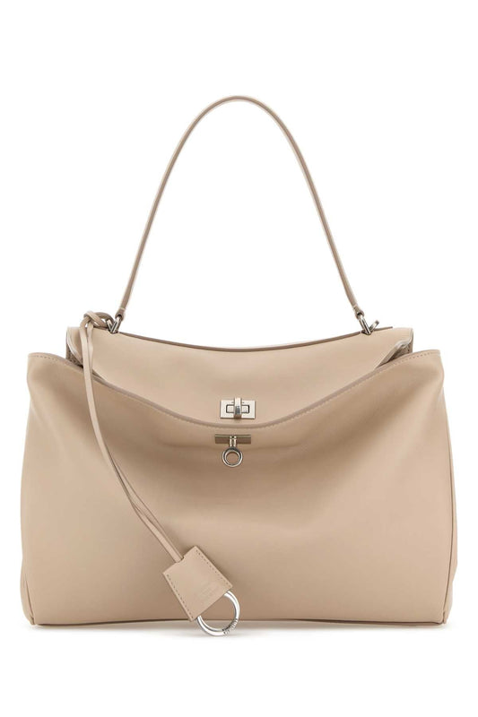 Balenciaga Women Sand Leather Medium Rodeo Handbag