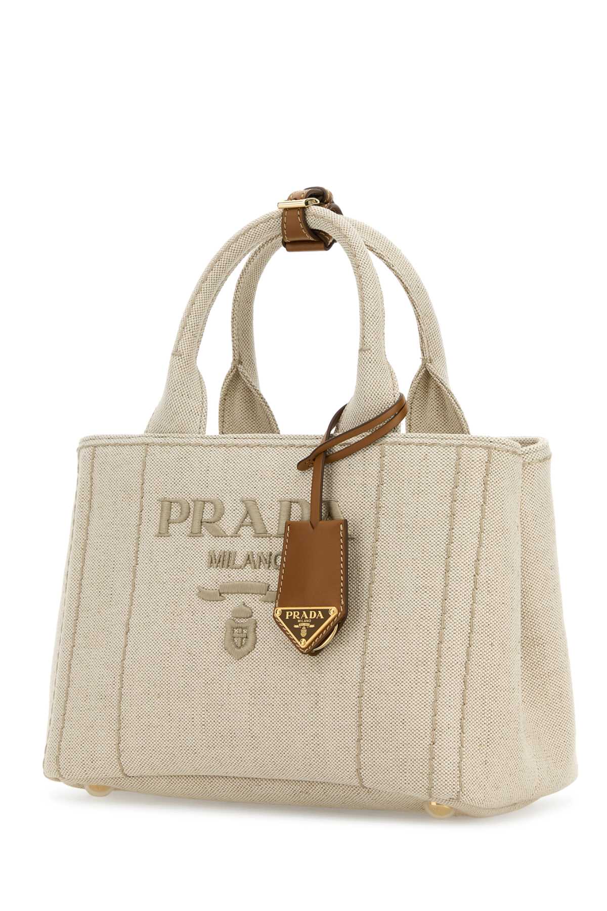 Prada Women Sand Canvas Shopping Bag