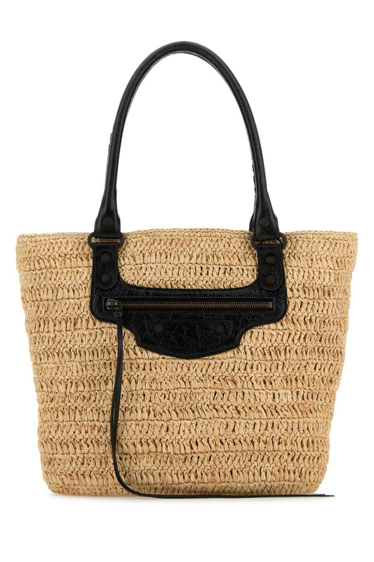 Balenciaga Women Raffia Small Le City Bucket Bag