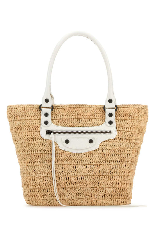 Balenciaga Women Raffia Small Le City Bucket Bag