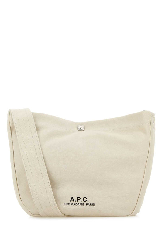 A.P.C. Women Ivory Canvas Small Besace Crossbody Bag