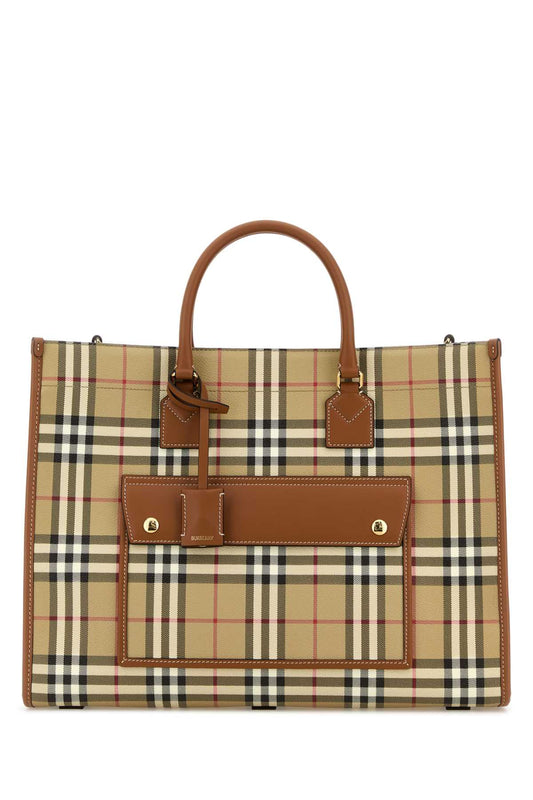 Burberry Women Printed Canvas Medium Freya Shopping Bag