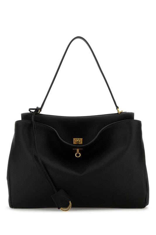 Balenciaga Women Black Leather Large Rodeo Handbag