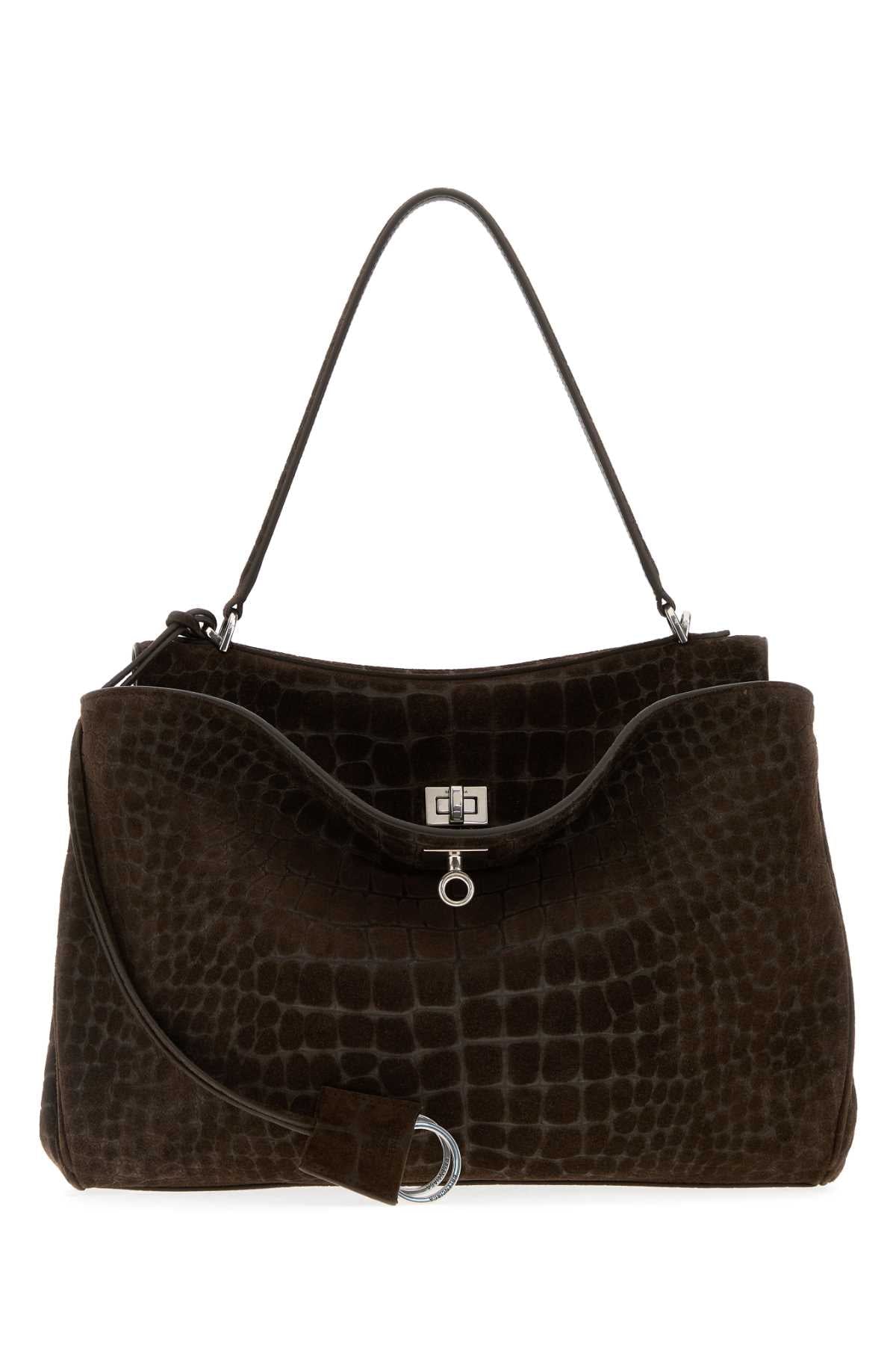 Balenciaga Women Brown Suede Rodeo Handbag